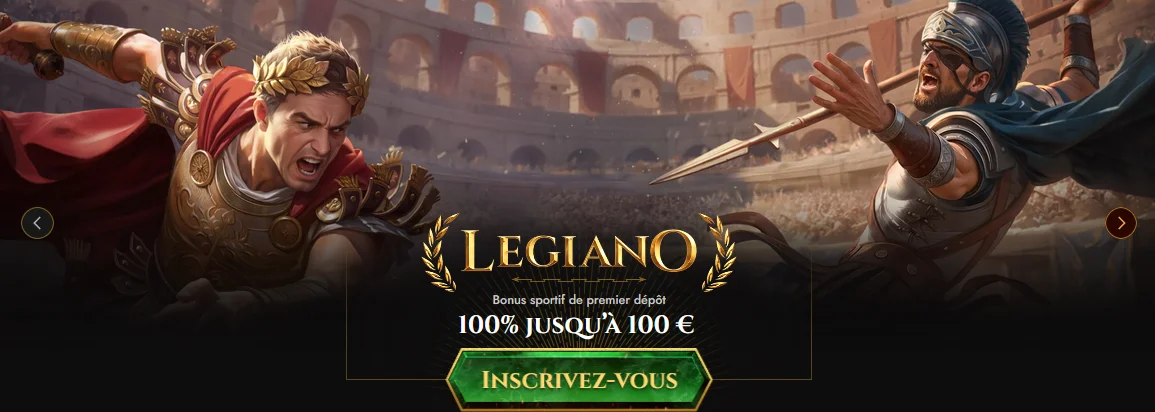 Legiano – bonus sportif de premier dépôt, 100% jusqu'à 100€
